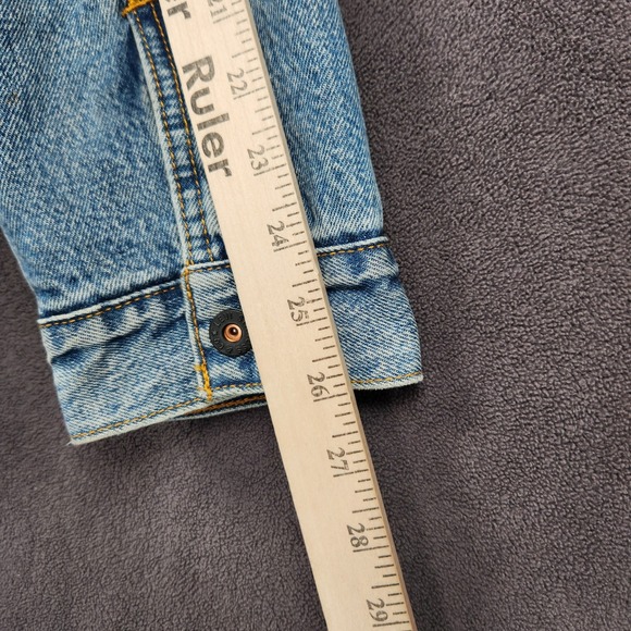 Levis Skateboarding Sherpa Trucker Jacket Mens Large Blue Denim Snap Front - Picture 13 of 14